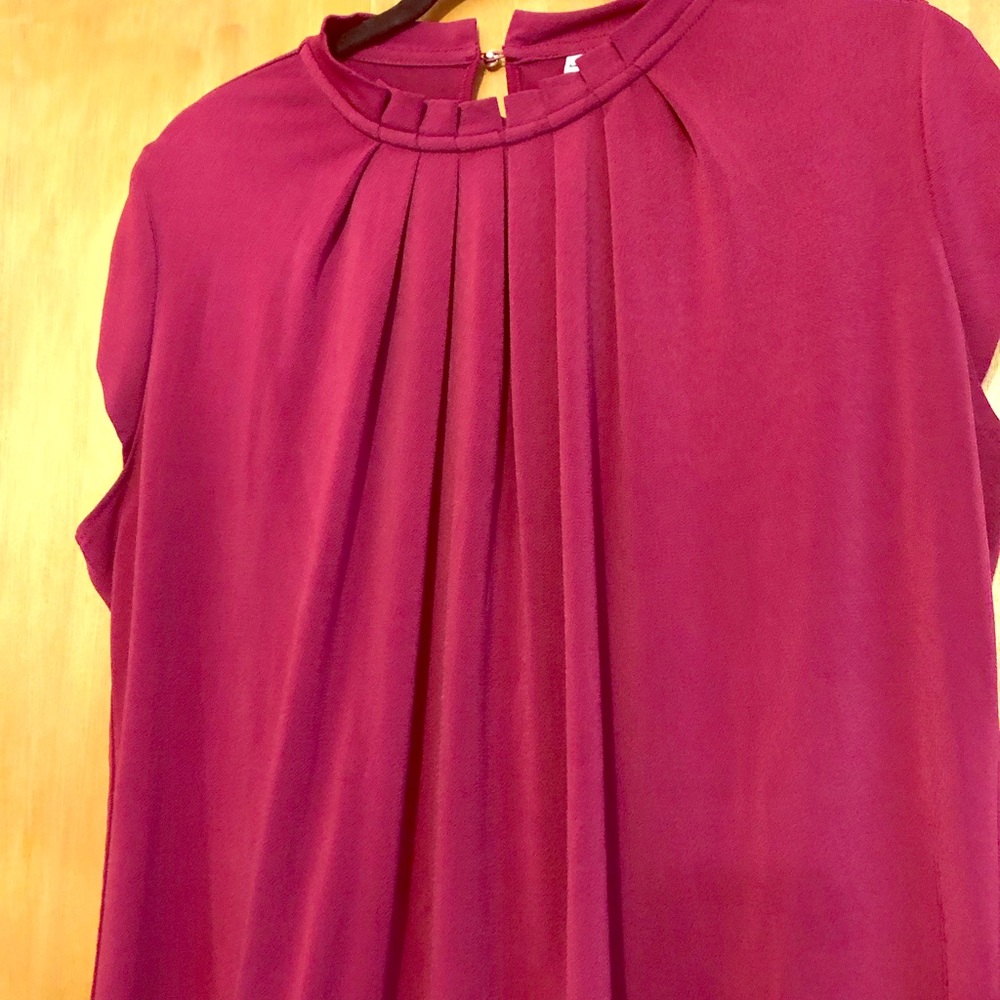 Pleat-Front Flutter-Sleeve Top